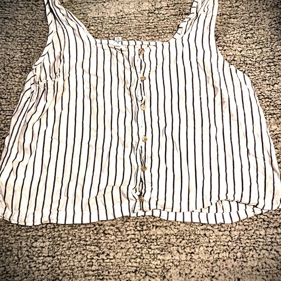 Time&Tru Striped White and Blue Sleeveless Tank Top - Picture 2 of 2